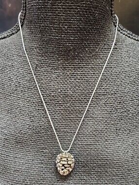 SILVER-TONE PINE CONE PENDANT NECKLACE